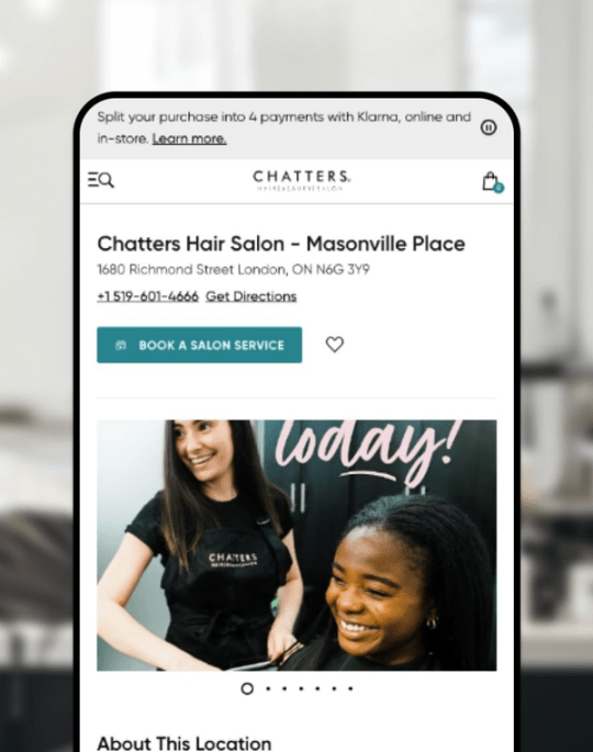Chatters Website on mobile device