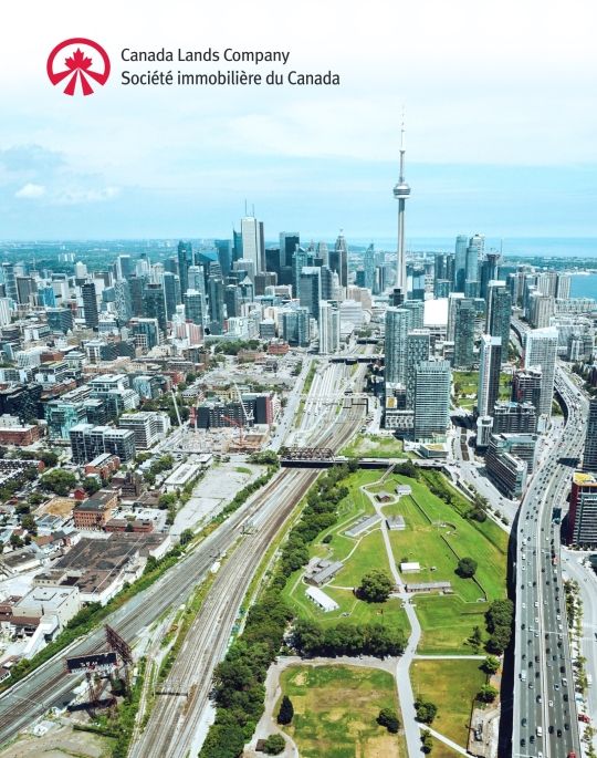 Canada Lands logo over image of CN Tower