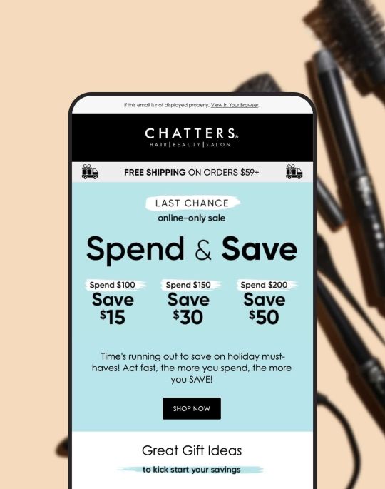 Chatters email mobile rendering.