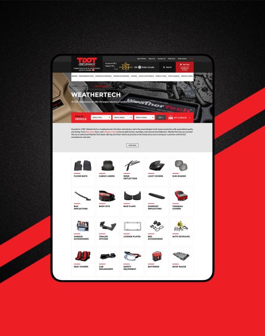 tablet view of the category page from the TDOT Performance website